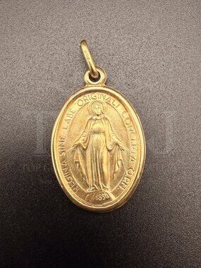 14K Yellow Gold Virgin Mary Medal